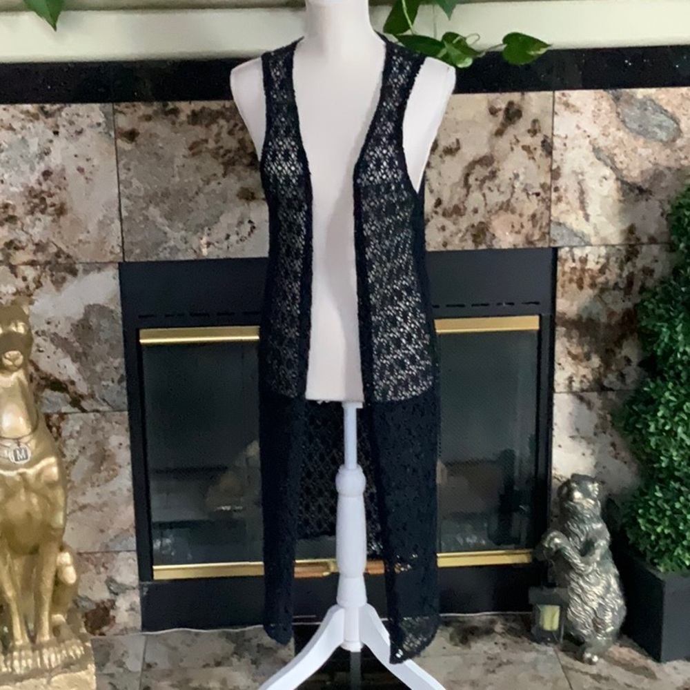 Vintage Chic /Boho Black Midi Vest